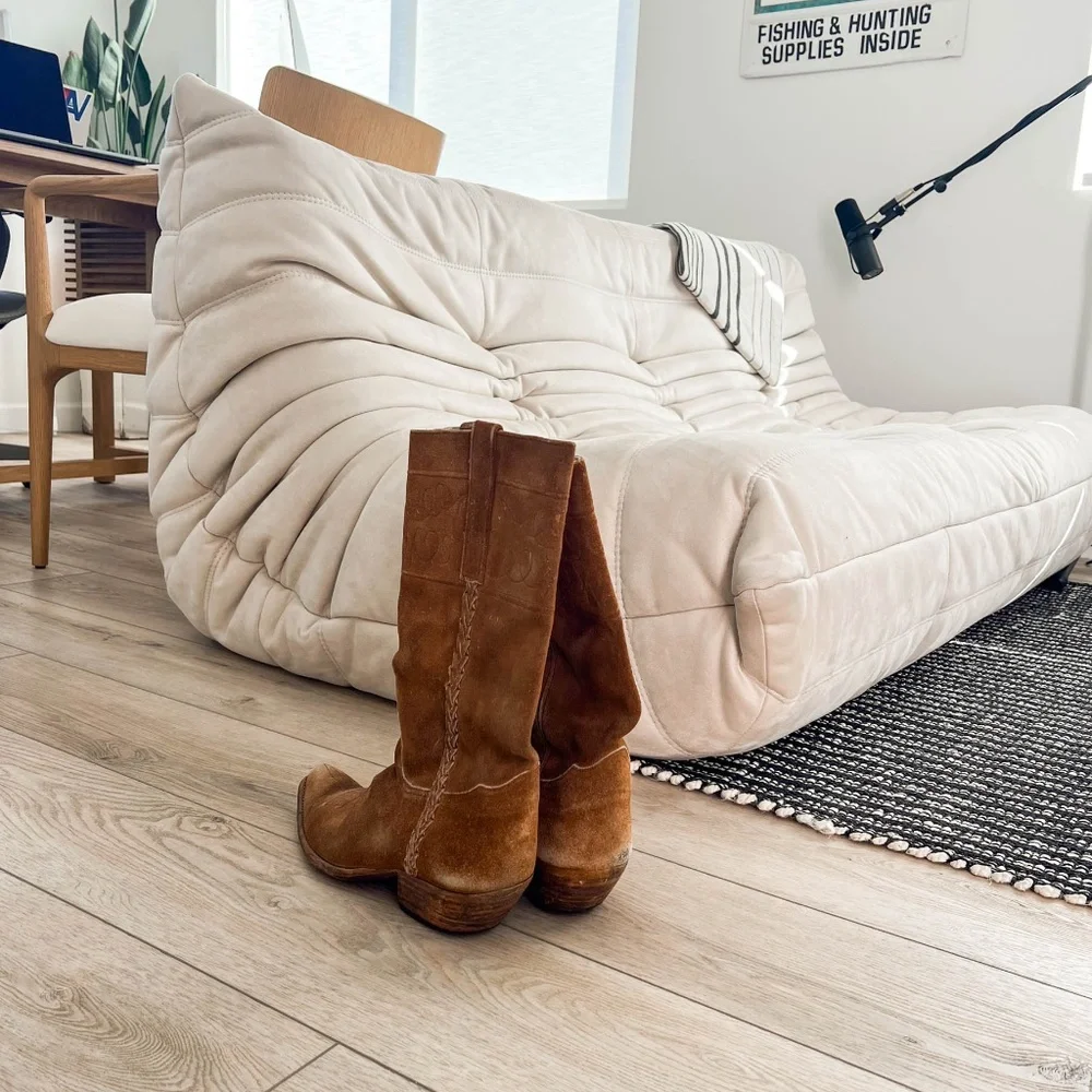 True Vintage Handmade Genuine Leather Brown Western Cowboy Boots USA - Picture 5 of 9